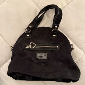 Coach Black Shoulder Bag with Heart Charm